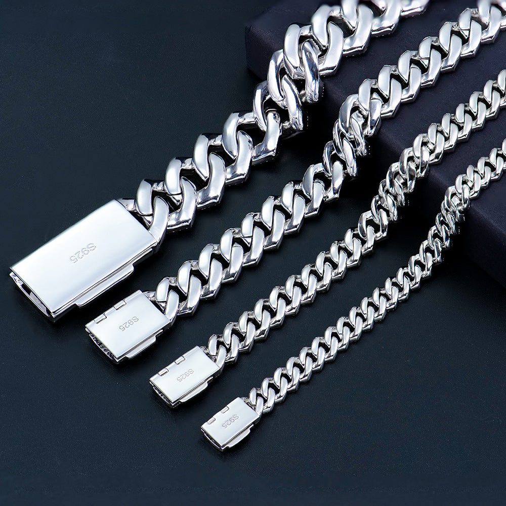 #146 VNK Moissanite Cuban Link Chain Bracelet for Men Women - 925 Sterling Silver