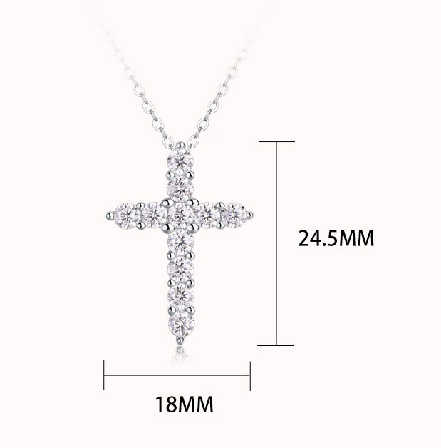 #107 Full Moissanite Gems Cross Pendant Necklace 925 Sterling Silver Jewelry