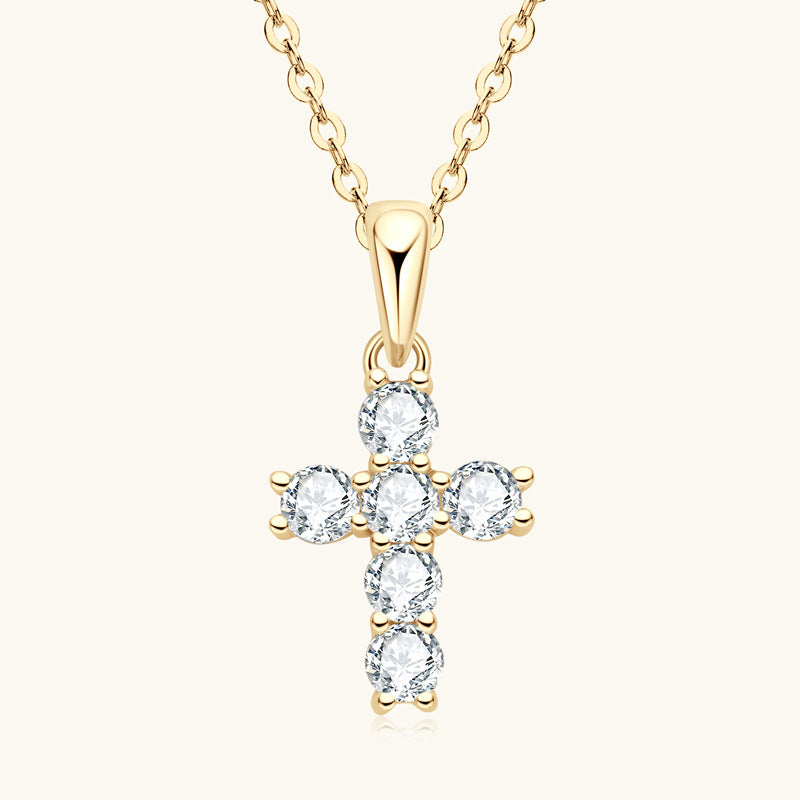 #109 French Vintage Cross Pendant Necklace 925 Sterling Silver Jewelry