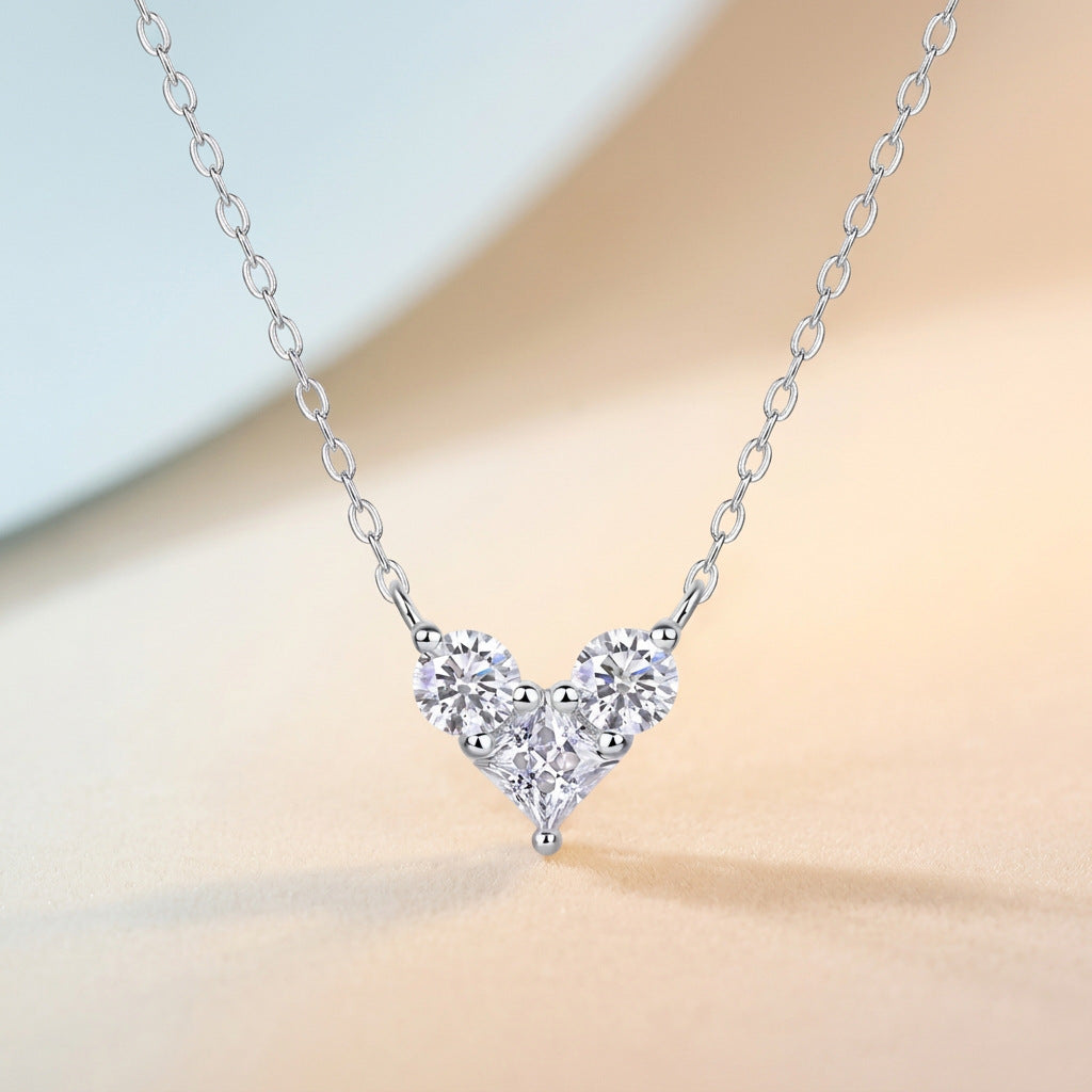 Geometric Heart Moissanite Pendant Necklace#177