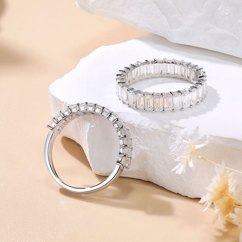 Emerald Moissanite Eternity Ring Stacking Band