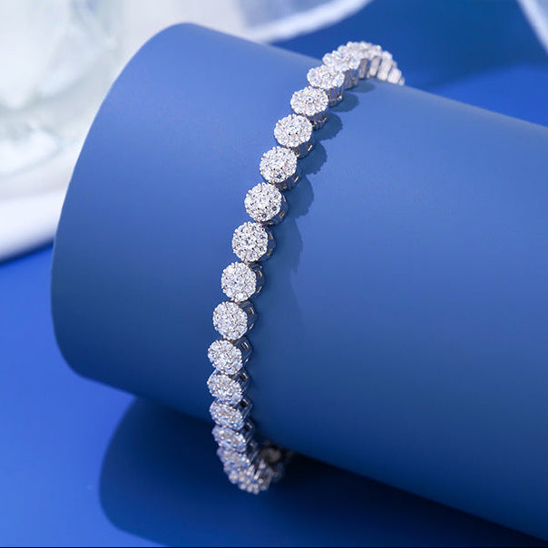 #161 VANNICK 5mm Cluster Moissanite Tennis Bracelet 925 Sterling Silver Halo Bracelet