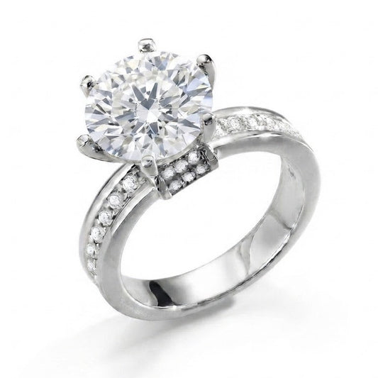 5ct Round Cut Moissanite Ring with Pave#105