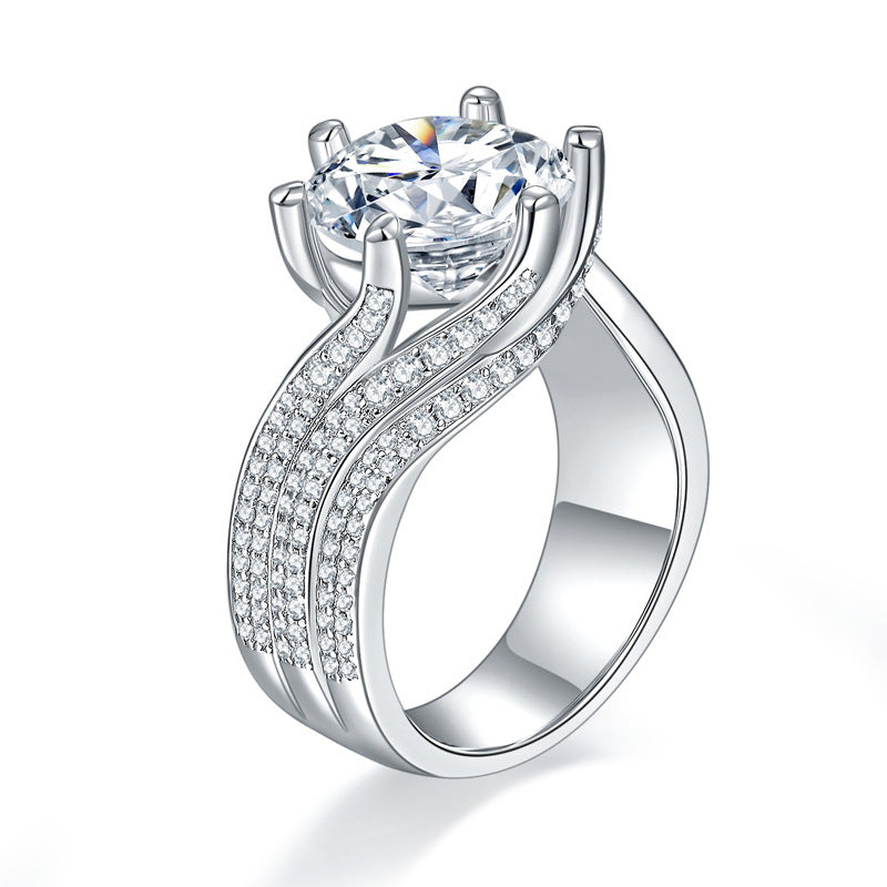 #147 VNK 3CT/5CT Twisted Wide Moissanite Engagement Ring - 925 Silver