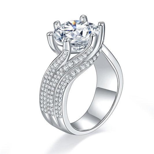 #147 VNK 3CT/5CT Twisted Wide Moissanite Engagement Ring - 925 Silver
