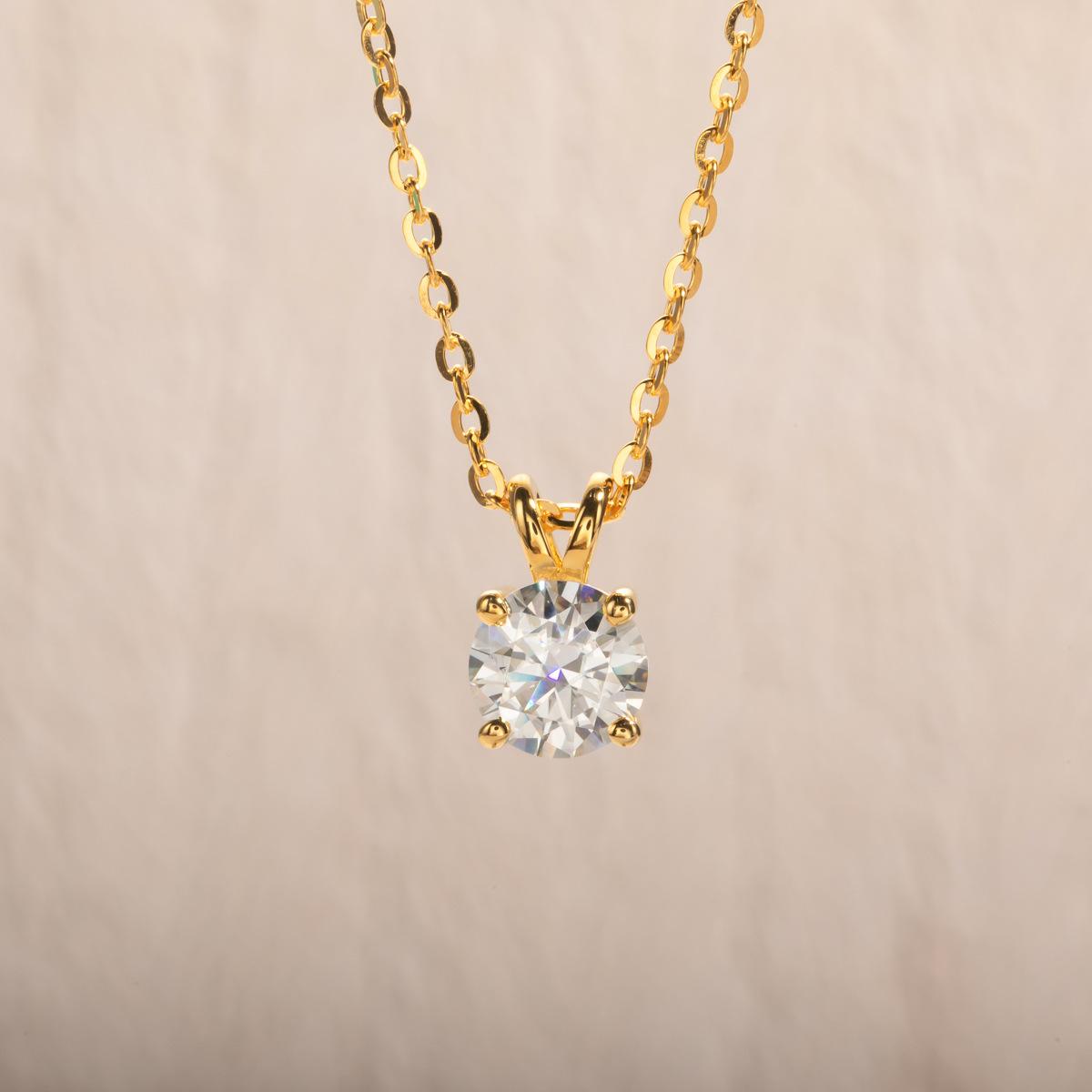 Classic Round Moissanite Solitaire Pendant Necklace#77