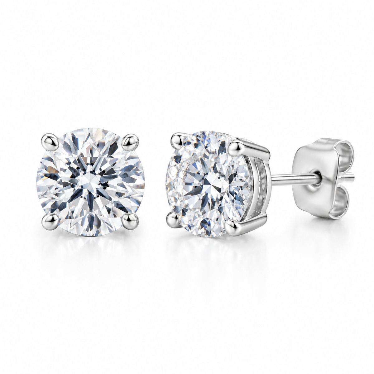 4-Prong Classic Color Moissanite Stud Earrings#02