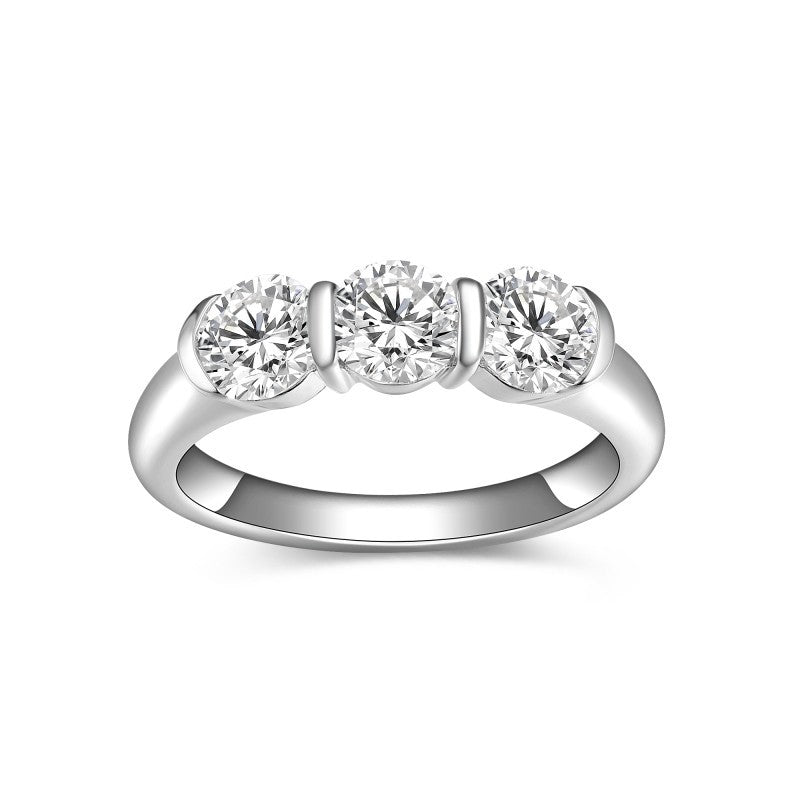 3 Stone Moissanite Stacking Ring Band