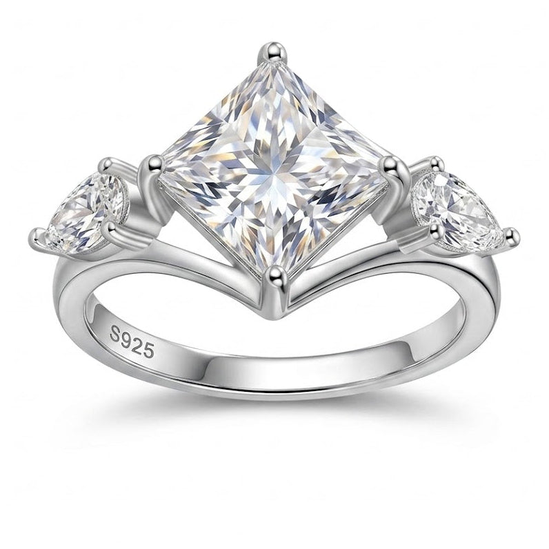 2ct Kite Orientation Princess Moissanite Ring#176