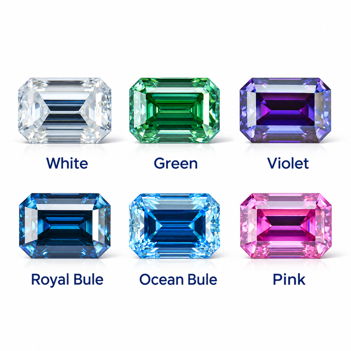 Color Emerald Cut Moissanite Stud Earrings#15