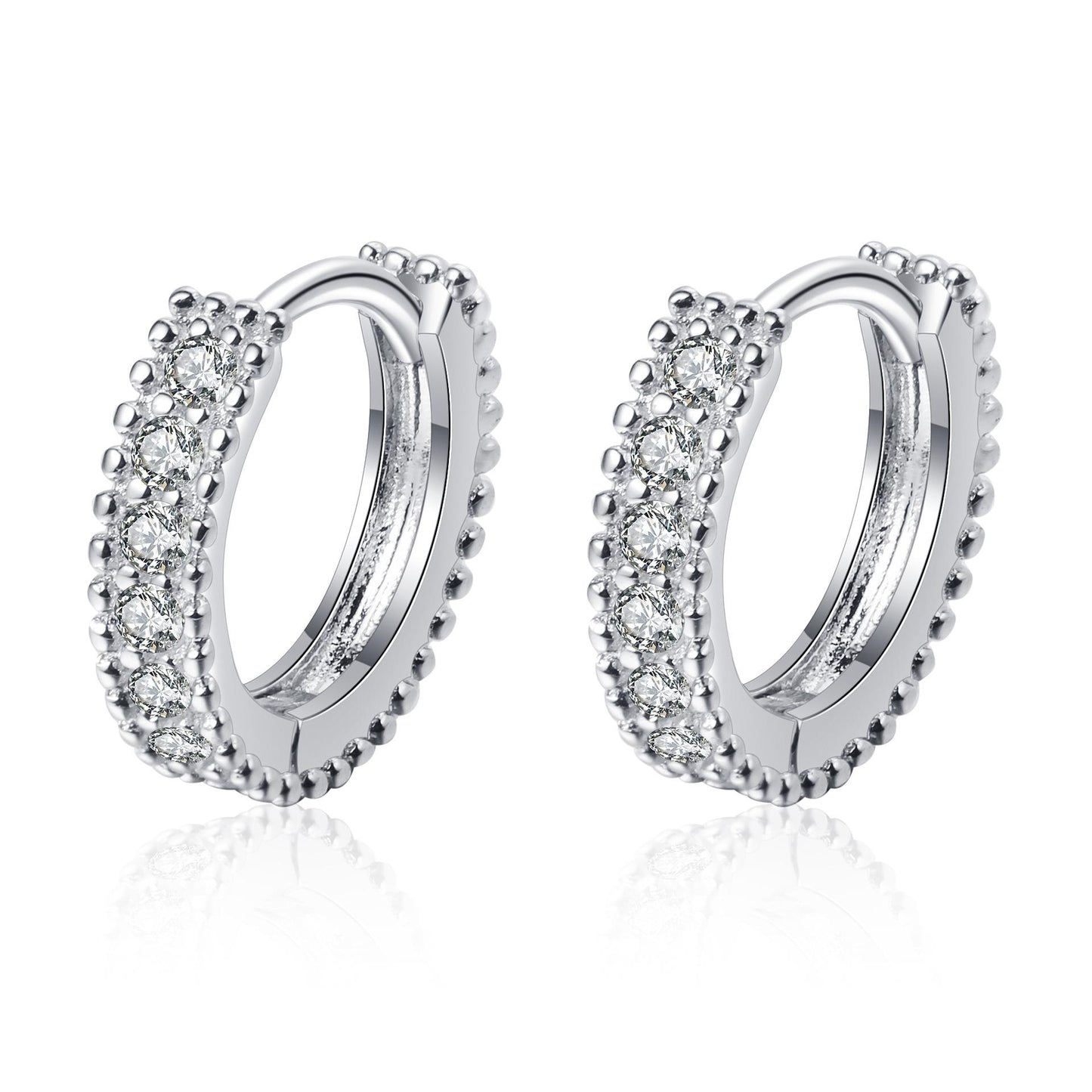 #17 10mm Moissanite Huggie Hoop Earrings – Dainty Beaded Edge