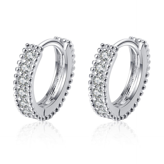 #17 10mm Moissanite Huggie Hoop Earrings – Dainty Beaded Edge