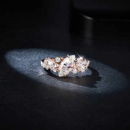 Irregular Marquise Moissanite Ring