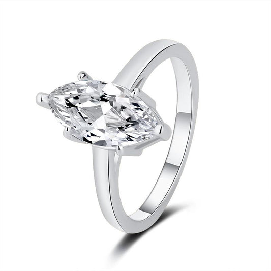 #94 VNK Marquise Moissanite Solitaire Ring – 925 Sterling Silver Engagement Rings