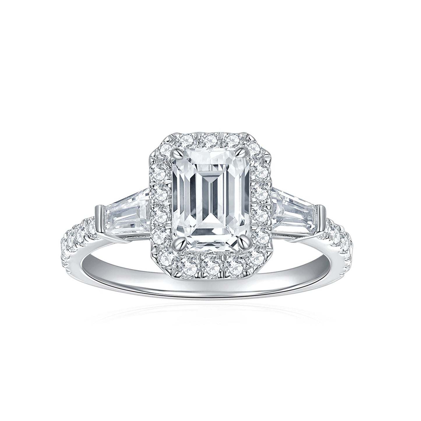 <Candy>Emerald Moissanite Halo Ring - VANNICK