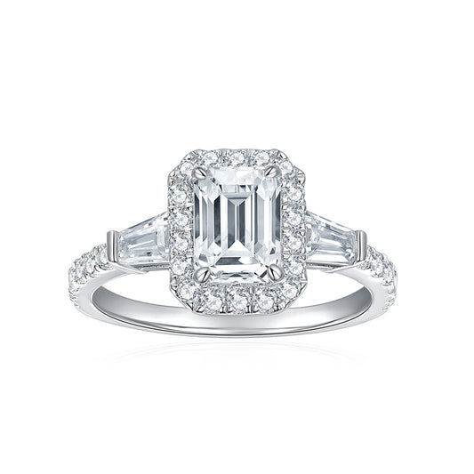<Candy>Emerald Moissanite Halo Ring - VANNICK