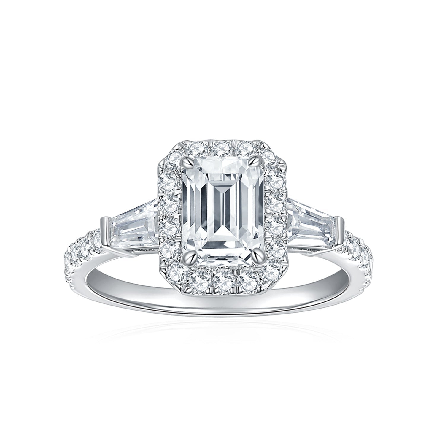 <Candy>Emerald Moissanite Halo Ring - VANNICK