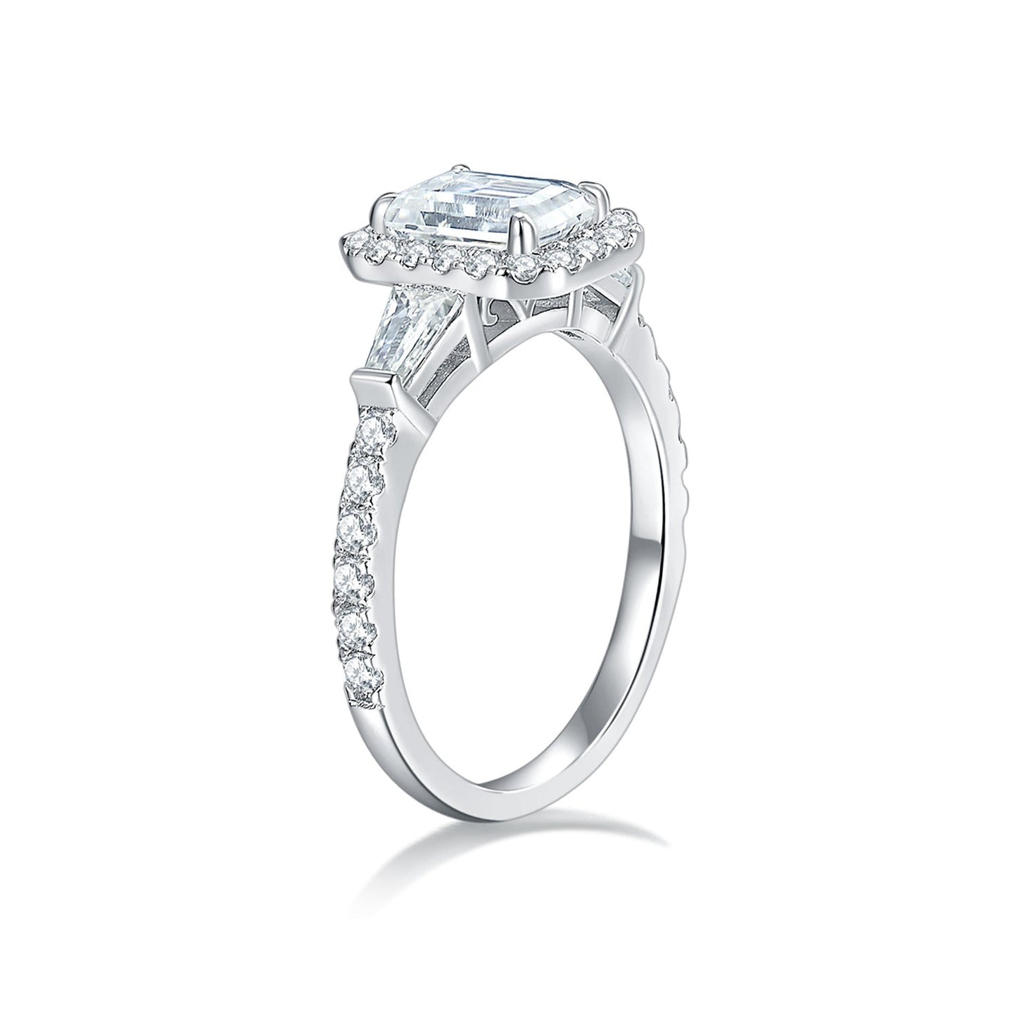 <Candy>Emerald Moissanite Halo Ring - VANNICK