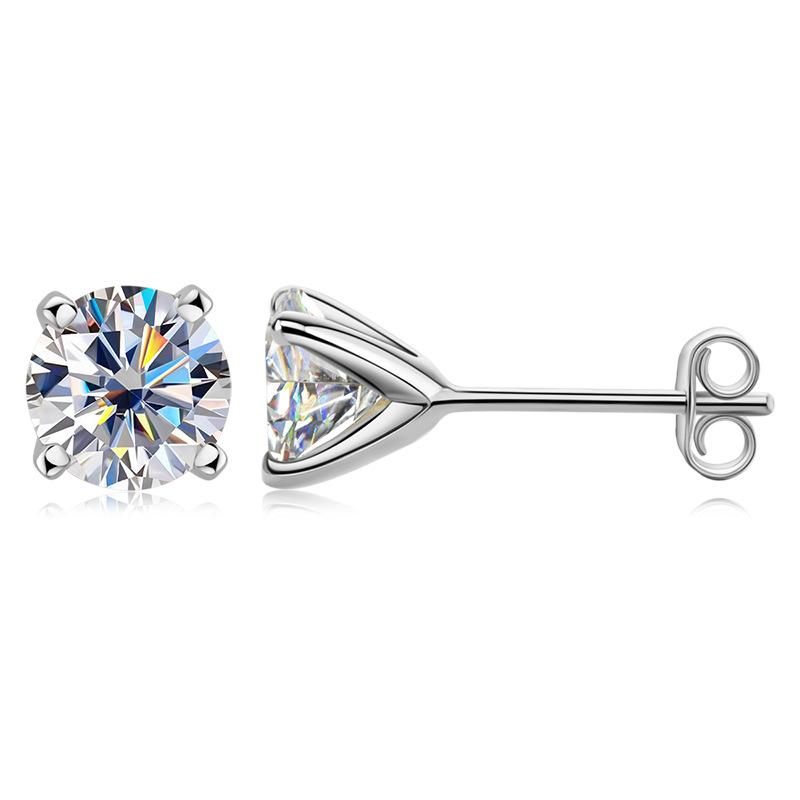 #35 VANNICK Classic Solitaire Round Moissanite Stud Earrings – 925 Sterling Silver