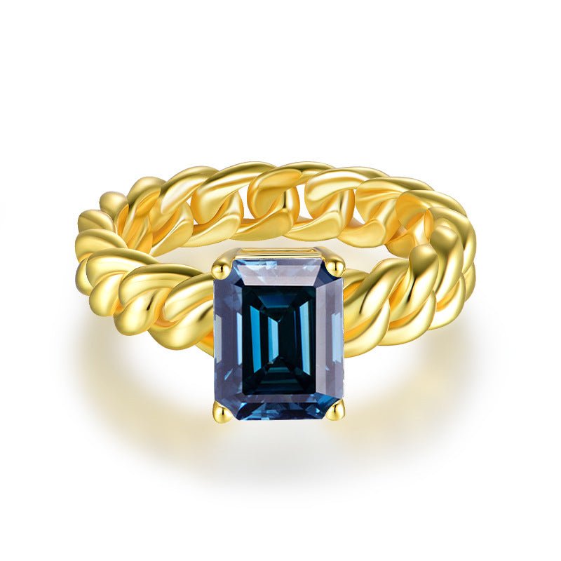 Cuban Gold Emerald Moissanite Ring - VANNICK