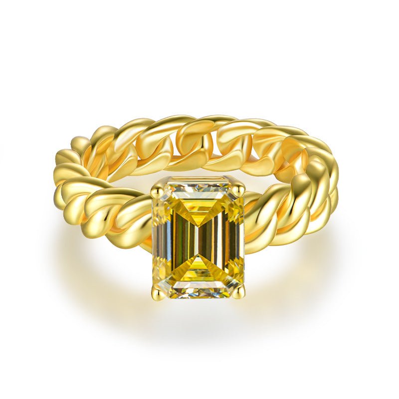Cuban Gold Emerald Moissanite Ring - VANNICK