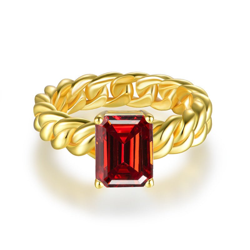 Cuban Gold Emerald Moissanite Ring - VANNICK