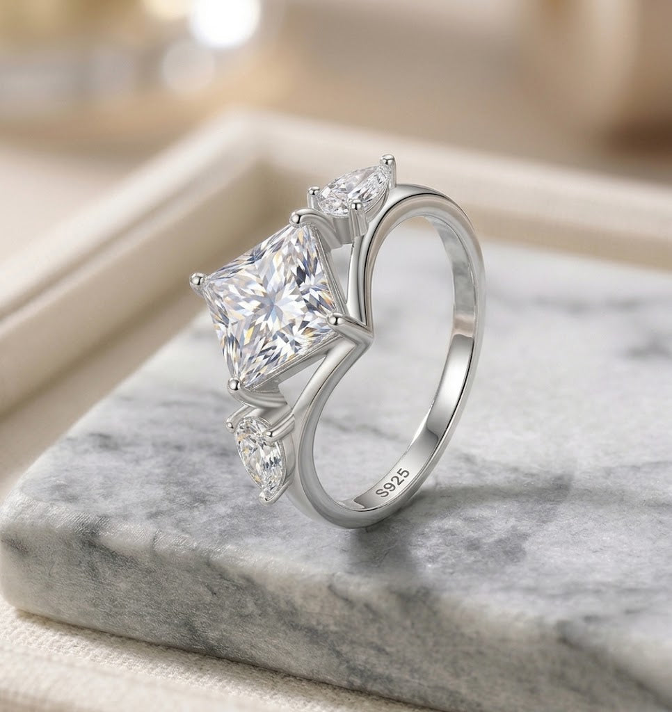 2ct Kite Orientation Princess Moissanite Ring#176