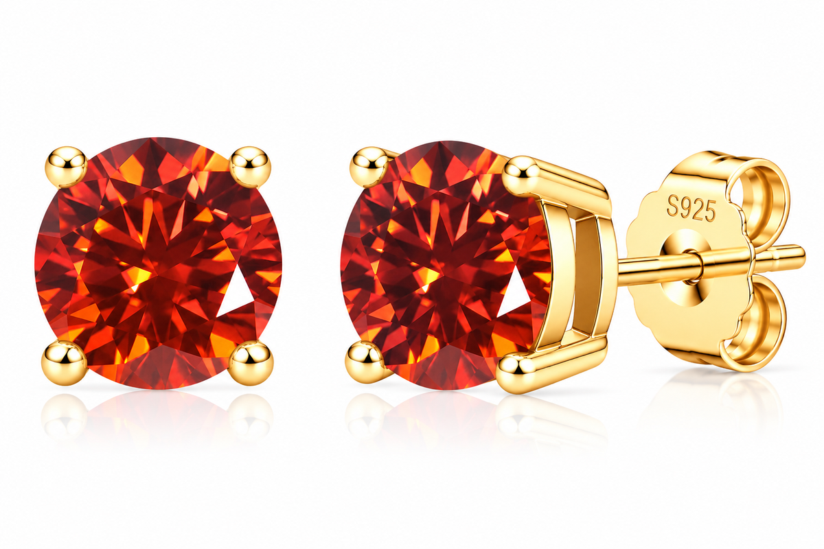 4-Prong Classic Color Moissanite Stud Earrings#02