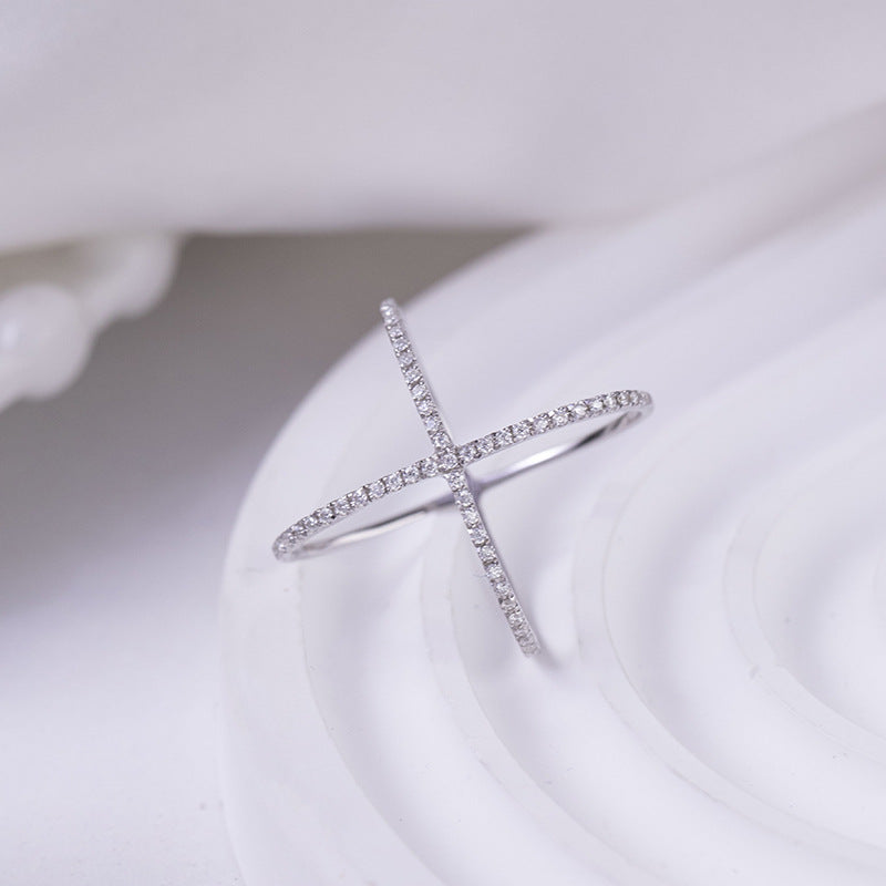 X Cross Full Moissanite Stacking Ring