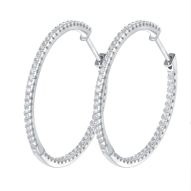 Slim Hoop Earrings Moissanite Jewelry
