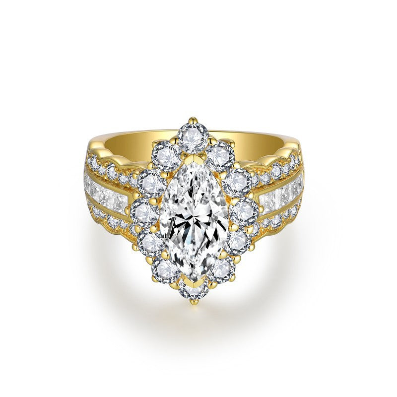 2ct Marquise Moissanite Luxury Engagement 18K Gold Ring