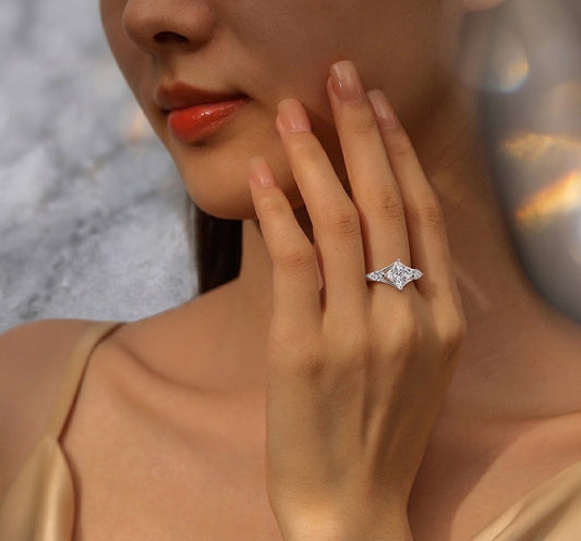 2ct Kite Orientation Princess Moissanite Ring#176