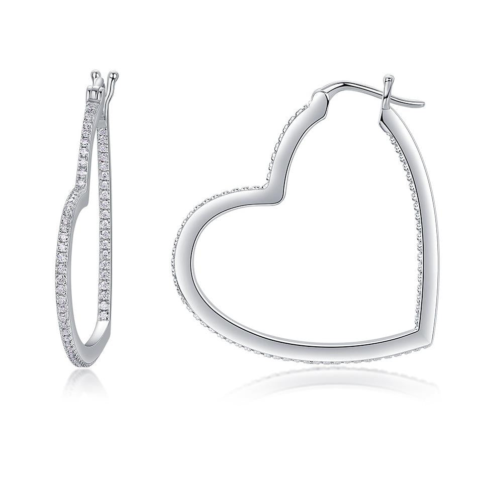 #46 VANNCIK Heart-Shaped Round Cut Moissanite Hoop Earrings – 925 Sterling Silver