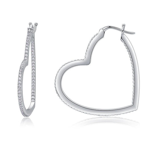 #46 VANNCIK Heart-Shaped Round Cut Moissanite Hoop Earrings – 925 Sterling Silver