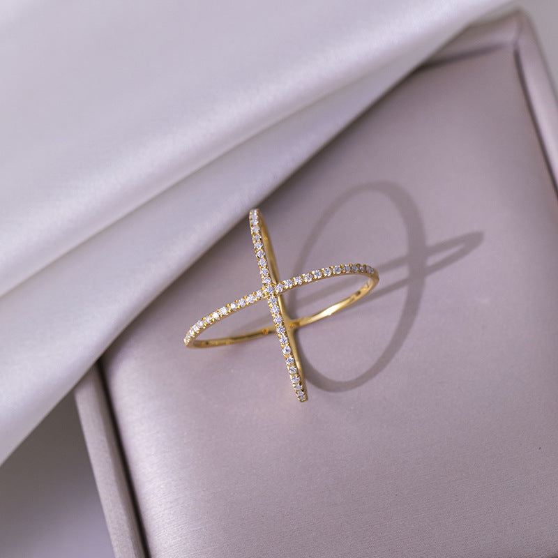 X Cross Full Moissanite Stacking Ring