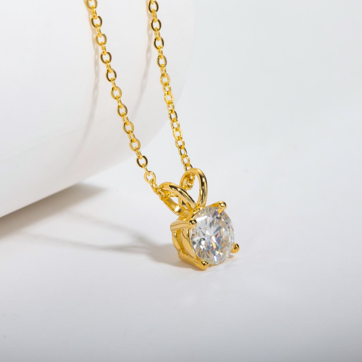 Classic Round Moissanite Solitaire Pendant Necklace#77