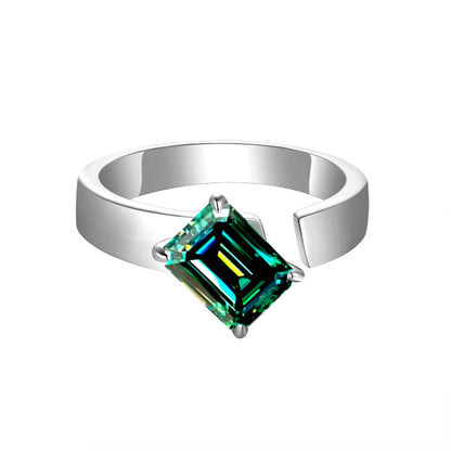 Solitaire Color Emerald Moissanite Ring