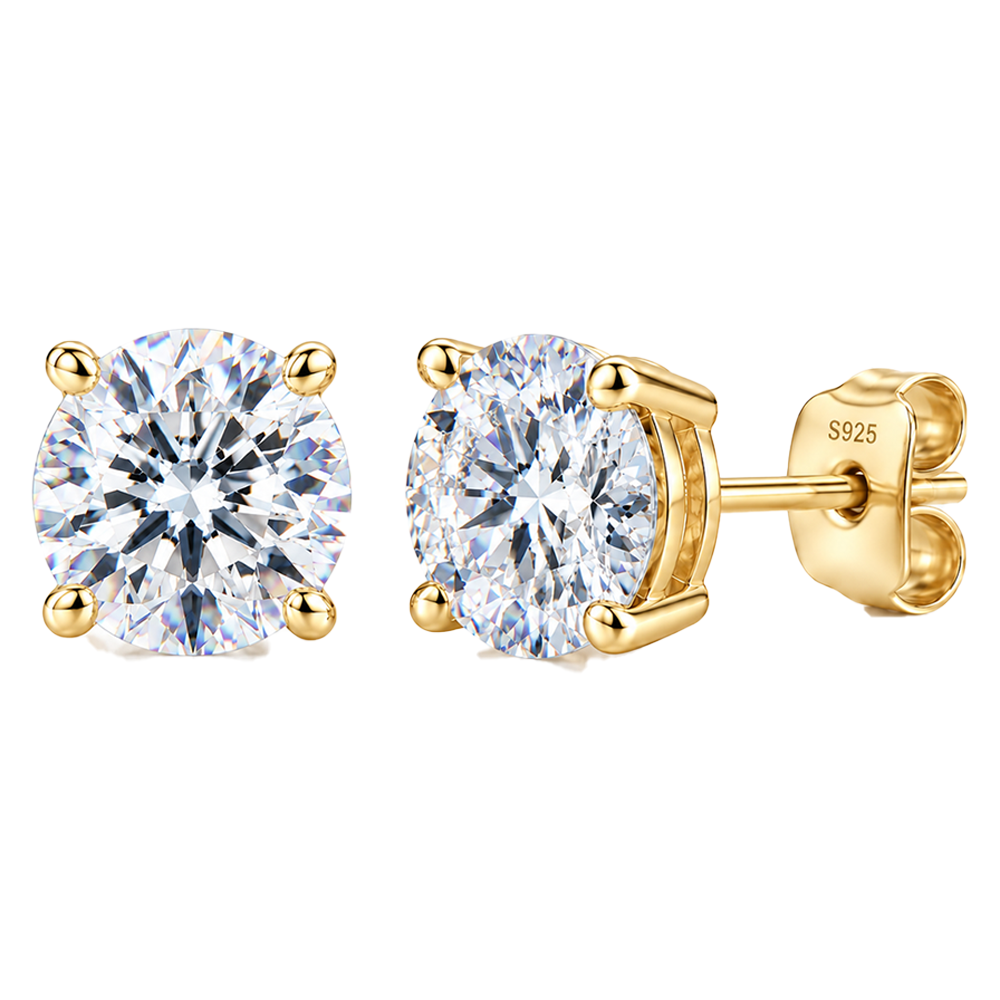 4-Prong Classic Color Moissanite Stud Earrings#02