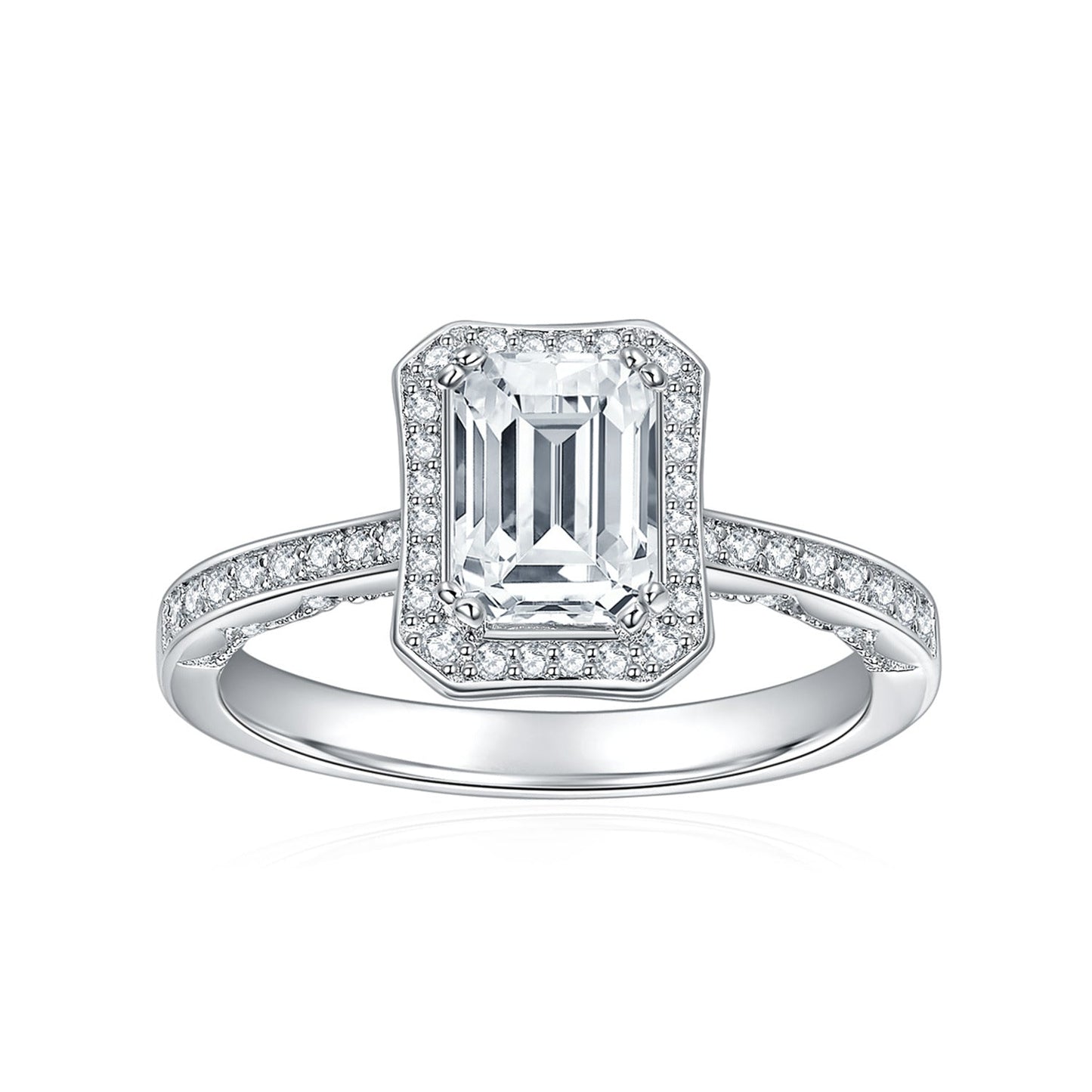 Pillow Emerald Moissanite Halo Ring - VANNICK