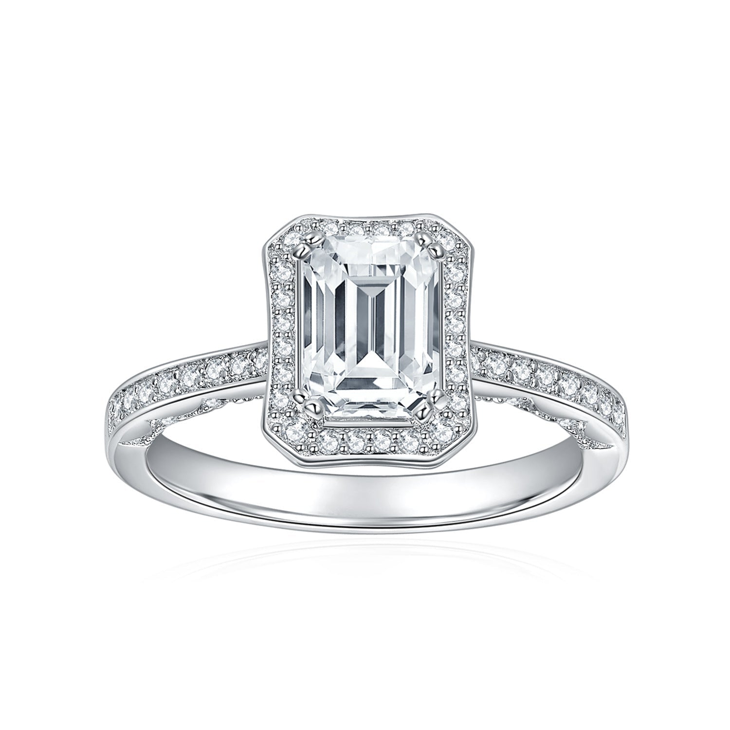 Pillow Emerald Moissanite Halo Ring - VANNICK