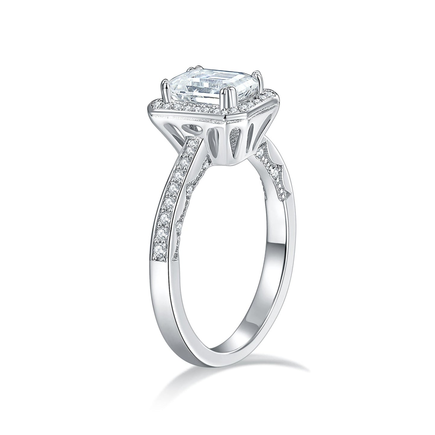 Pillow Emerald Moissanite Halo Ring - VANNICK
