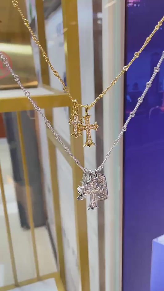 Full Moissanite Cross Pendant Necklace