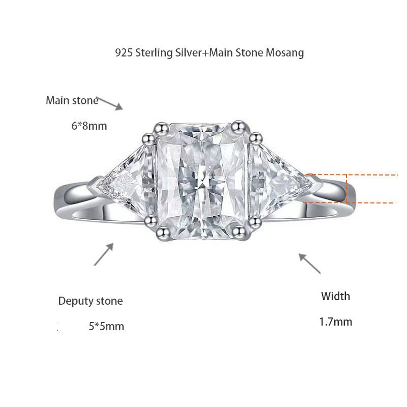 Radiant Emerald Triangle Moissanite Ring - VANNICK