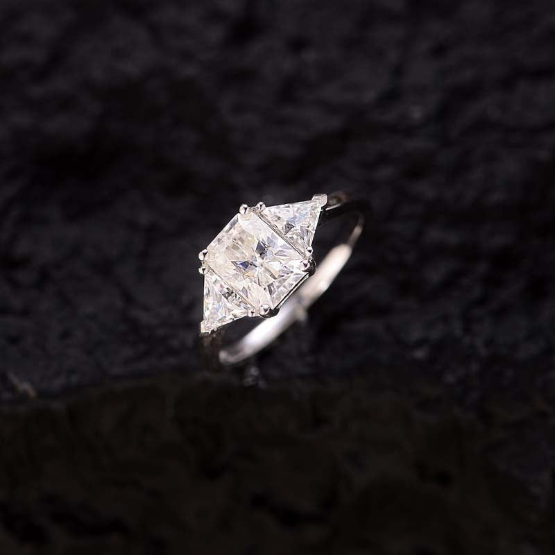 Radiant Emerald Triangle Moissanite Ring - VANNICK