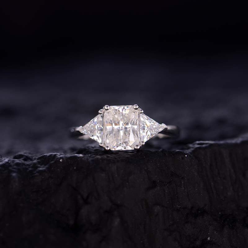 Radiant Emerald Triangle Moissanite Ring - VANNICK