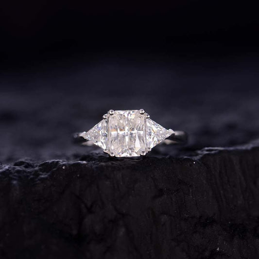 Radiant Emerald Triangle Moissanite Ring - VANNICK